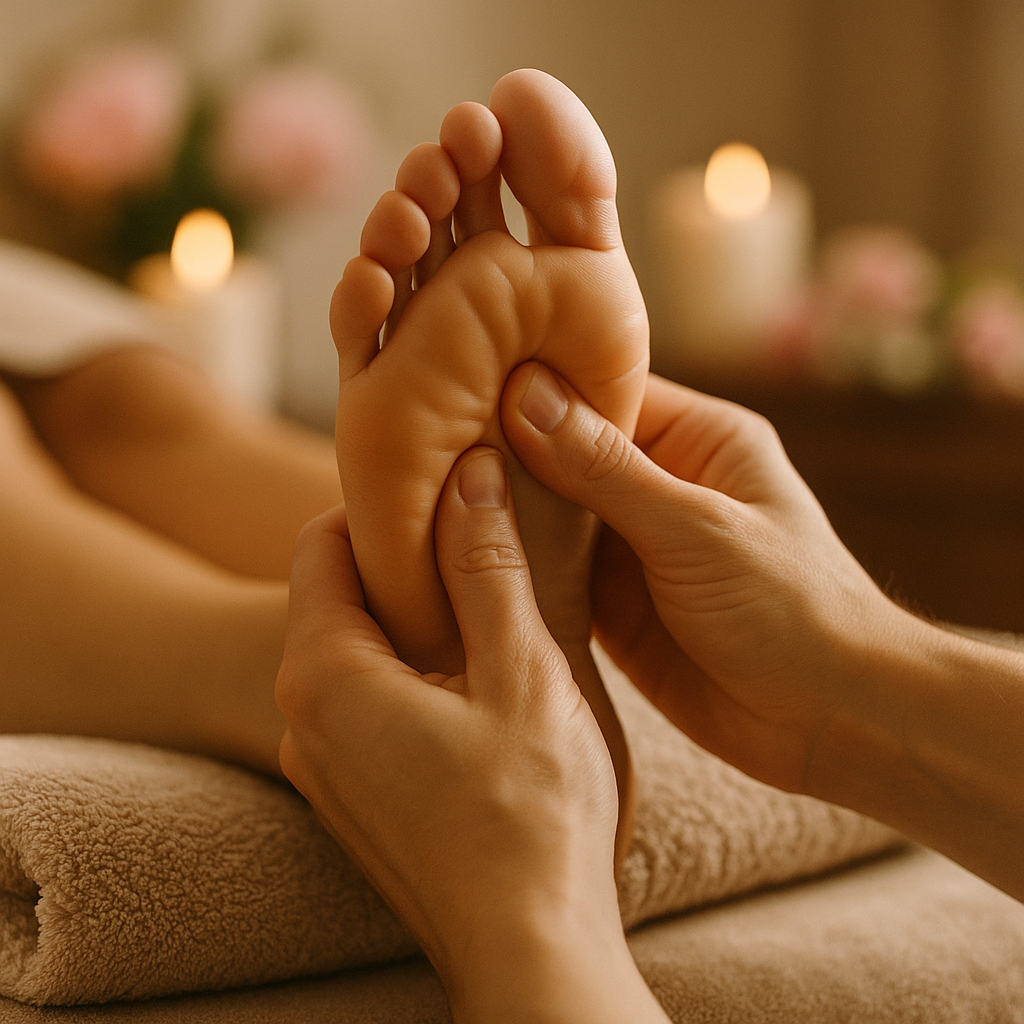 Sesión especializada de reflexología podal en un ambiente tranquilo