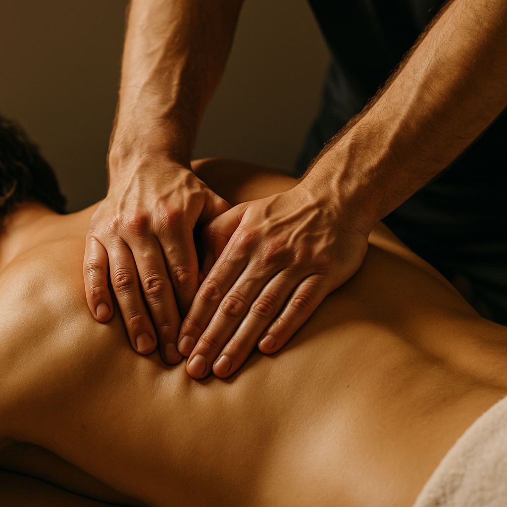 Aplicación de técnica de quiromasaje terapéutico en la espalda